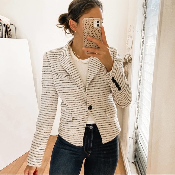 Veronica Beard White and Black Striped Blazer - Picture 16 of 16